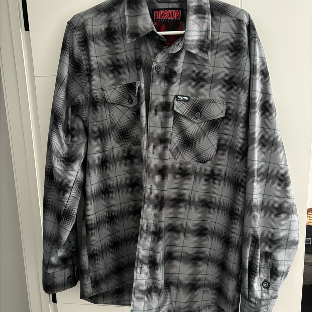DIXXON Men's Charcoal and Black Checkered Shirt